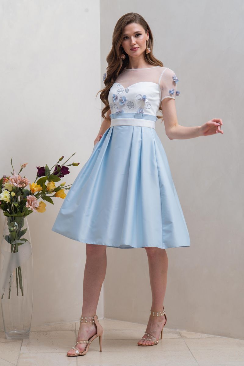 Платья Condra 4226 голубой-белый