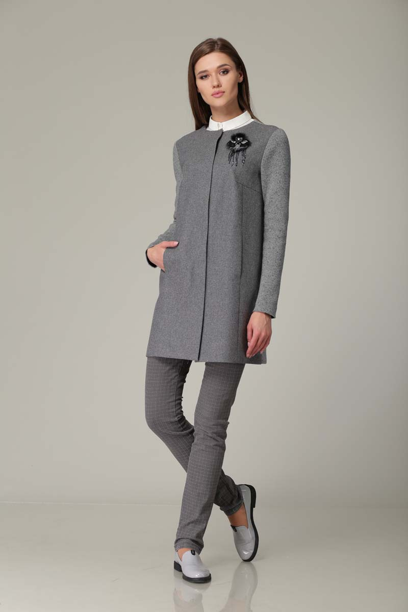 Женское пальто Barbara Geratti by Elma 3533 серый/черный