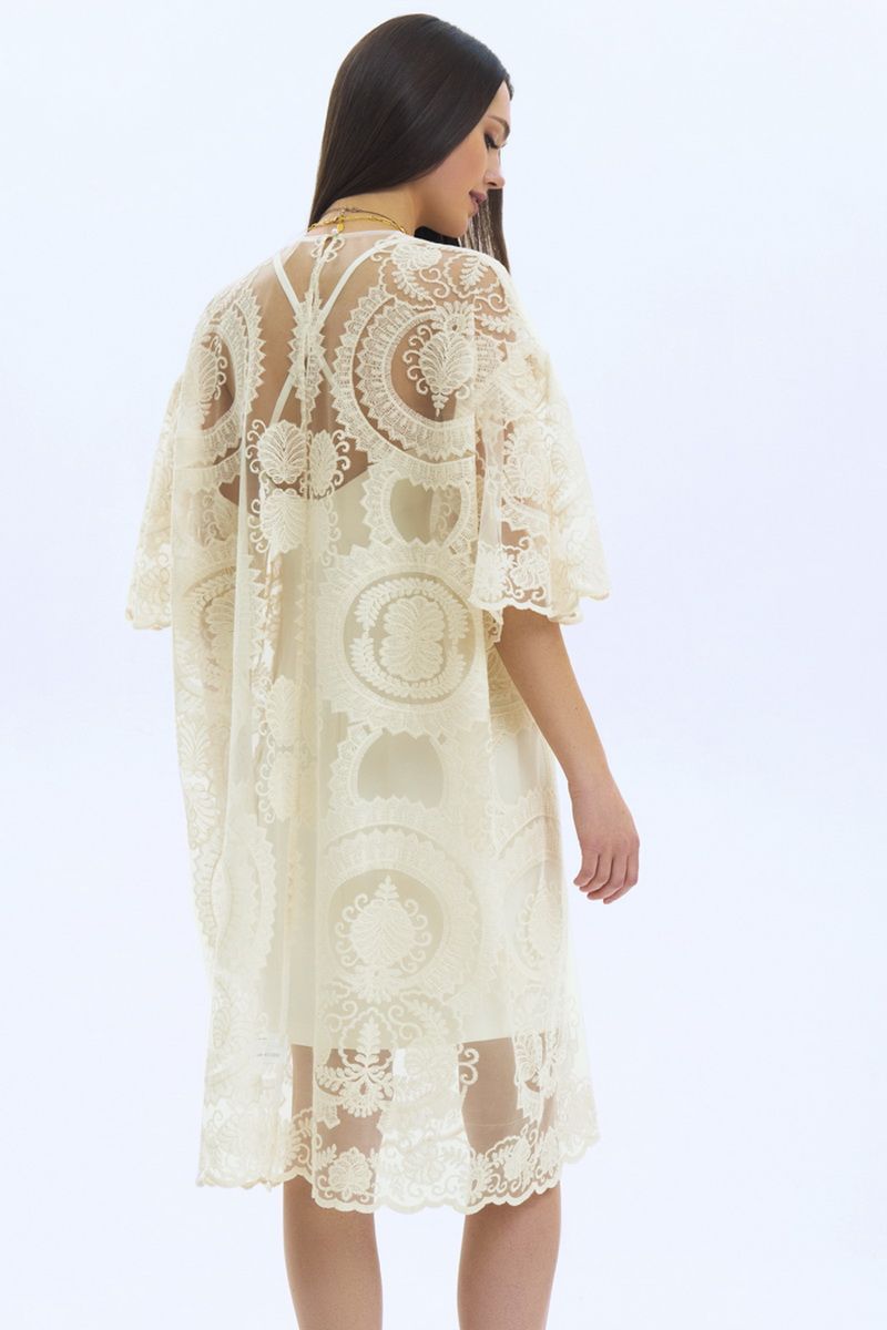 Платье с поясом LaVeLa L10154 молочный