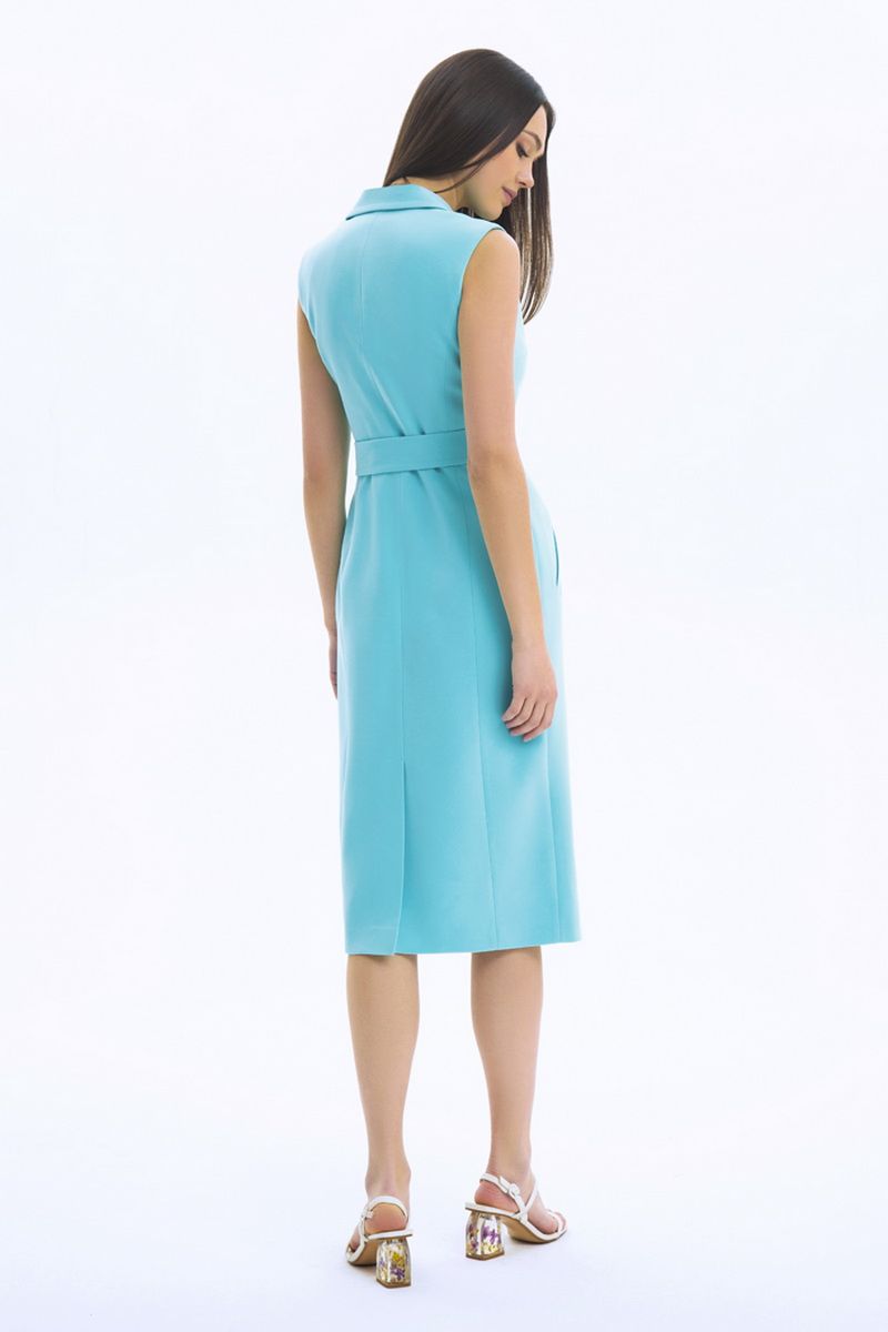 Платье с поясом LaVeLa L10211 голубой