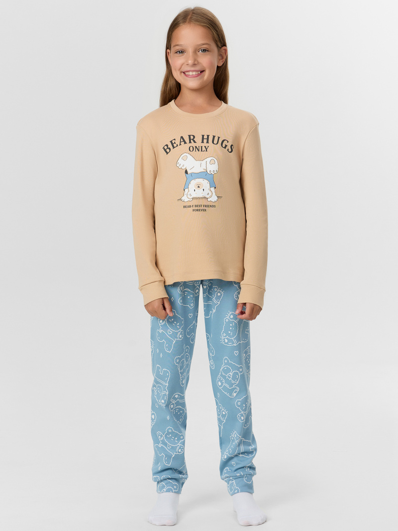 Пижамы Mark Formelle 567743/25-35755ПП-2 обжаренный_миндаль_мишки_на_сине_голубом_3_сл_на_п