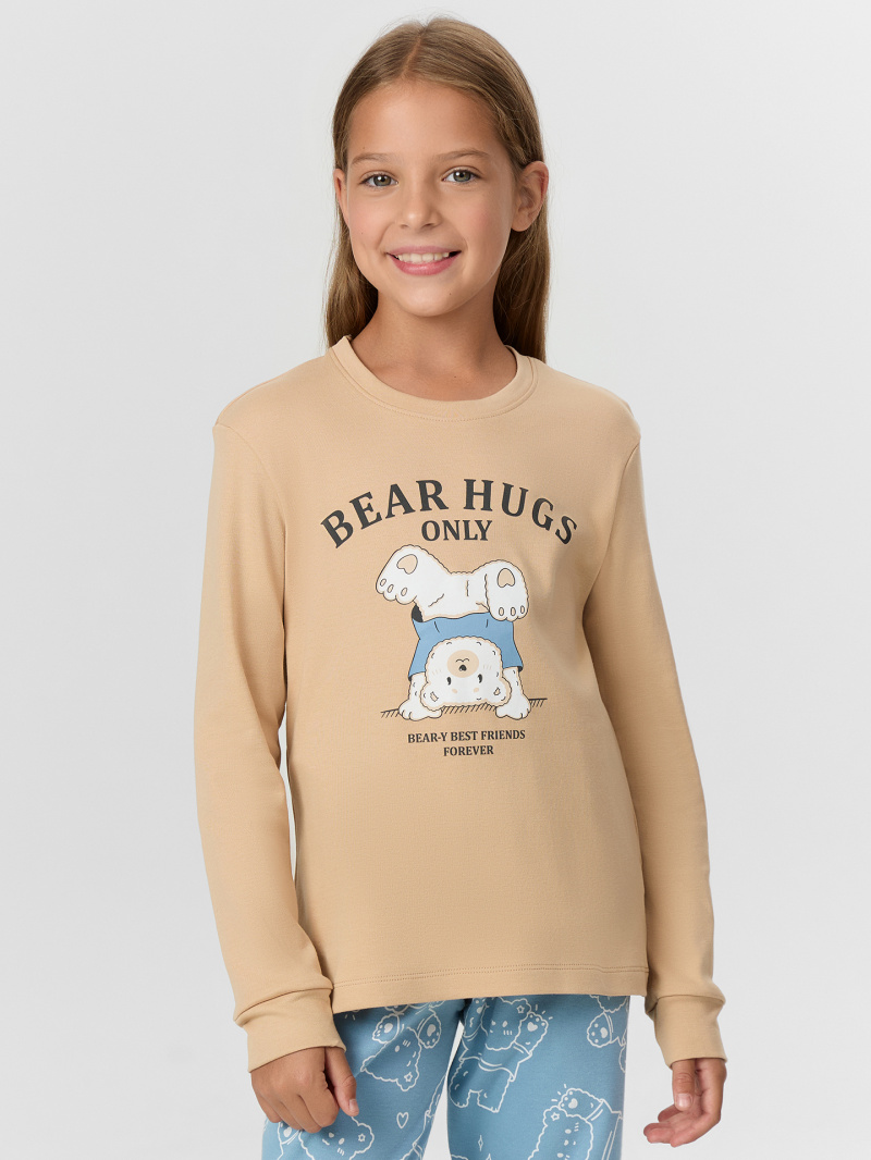 Пижамы Mark Formelle 567743/25-35755ПП-2 обжаренный_миндаль_мишки_на_сине_голубом_3_сл_на_п