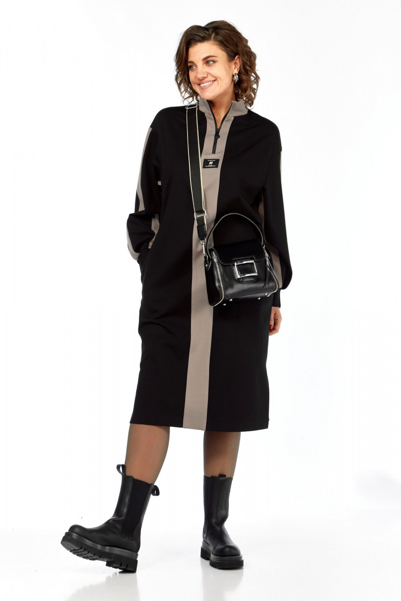 Платья Ольга Стиль С-972 черно-коричневый