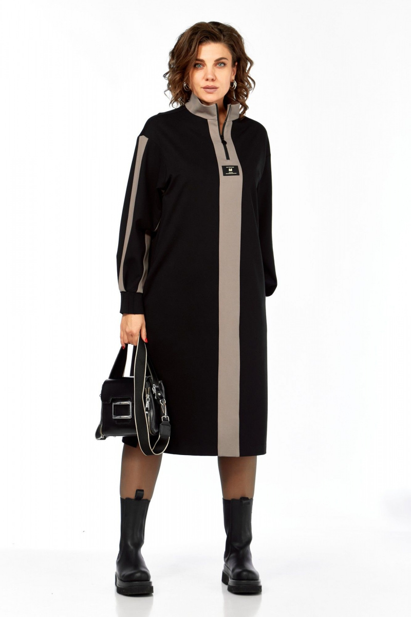 Платья Ольга Стиль С-972 черно-коричневый