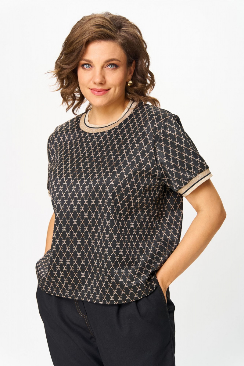 Блузы Andina city 3014-25 черный_с_бежевым