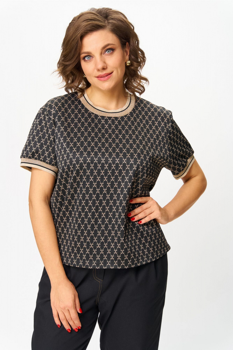 Блузы Andina city 3014-25 черный_с_бежевым