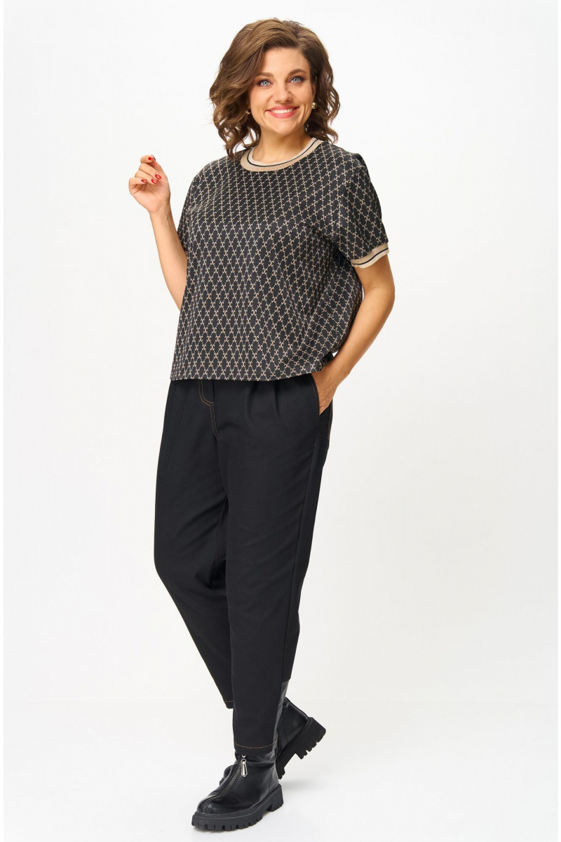 Блузы Andina city 3014-25 черный_с_бежевым