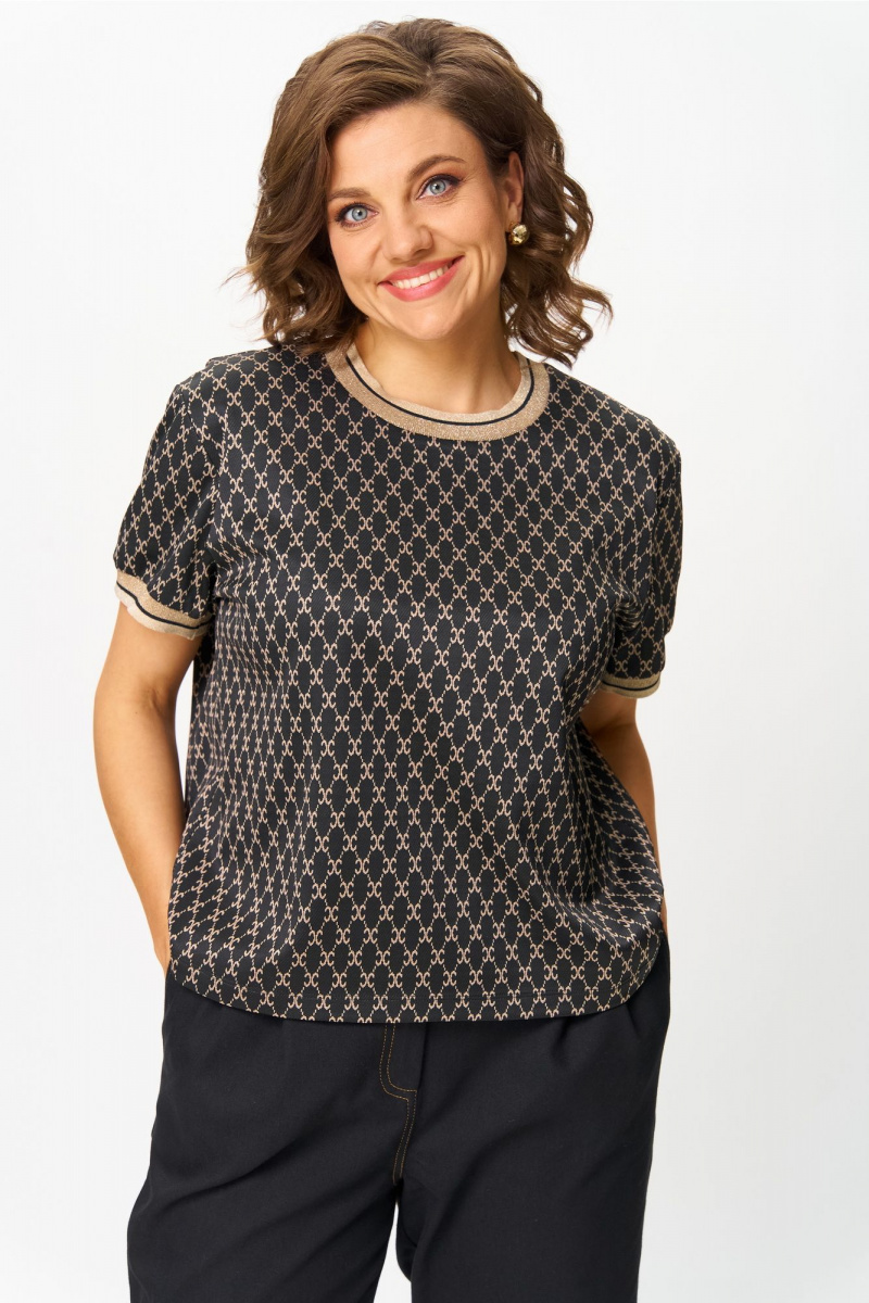 Блузы Andina city 3014-25 черный_с_бежевым