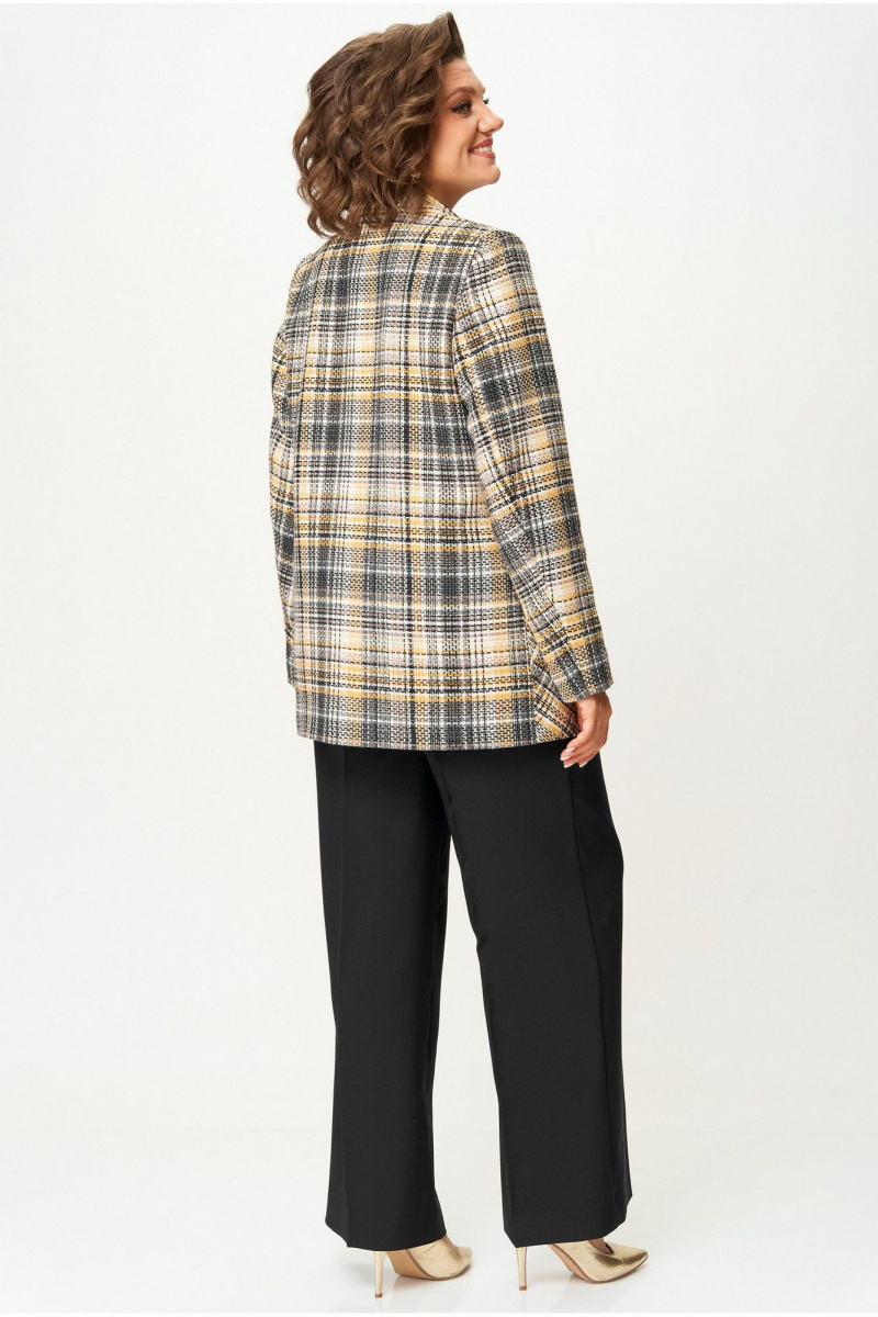 Жакеты БелЭльСтиль 762-3_24_22 серо-желтый твид