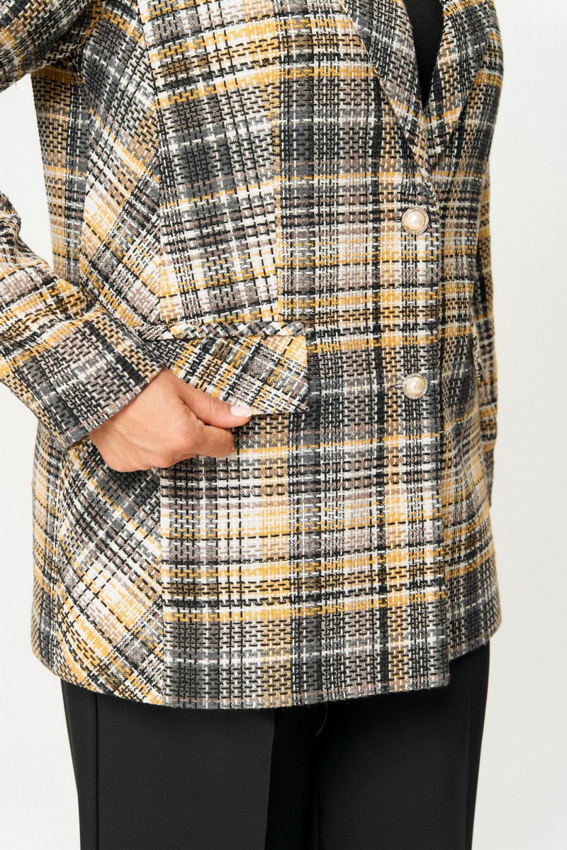 Жакеты БелЭльСтиль 762-3_24_22 серо-желтый твид