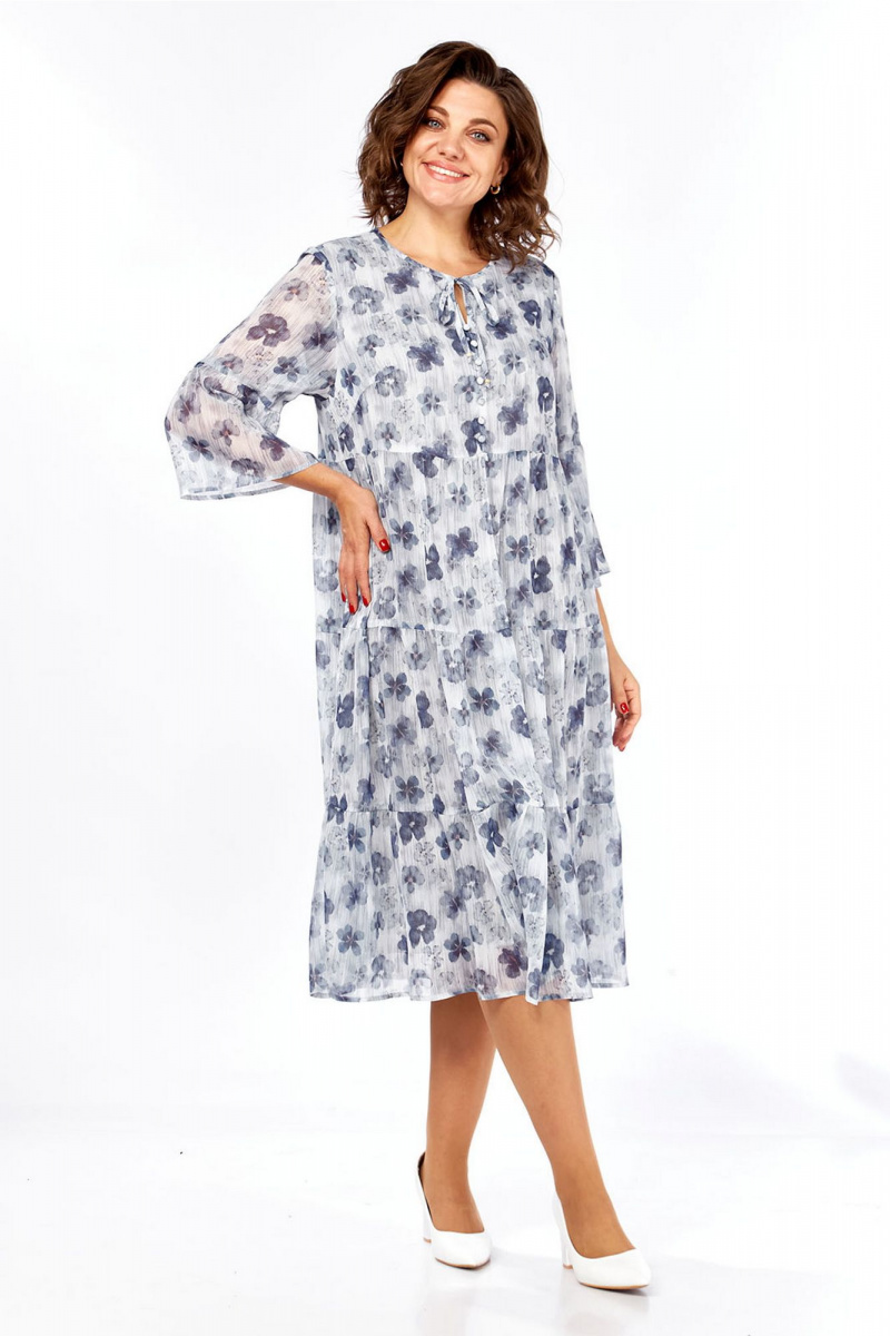 Платья Lady Style Classic 3007/1 синий_с_серым