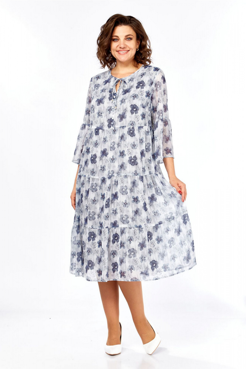 Платья Lady Style Classic 3007/1 синий_с_серым