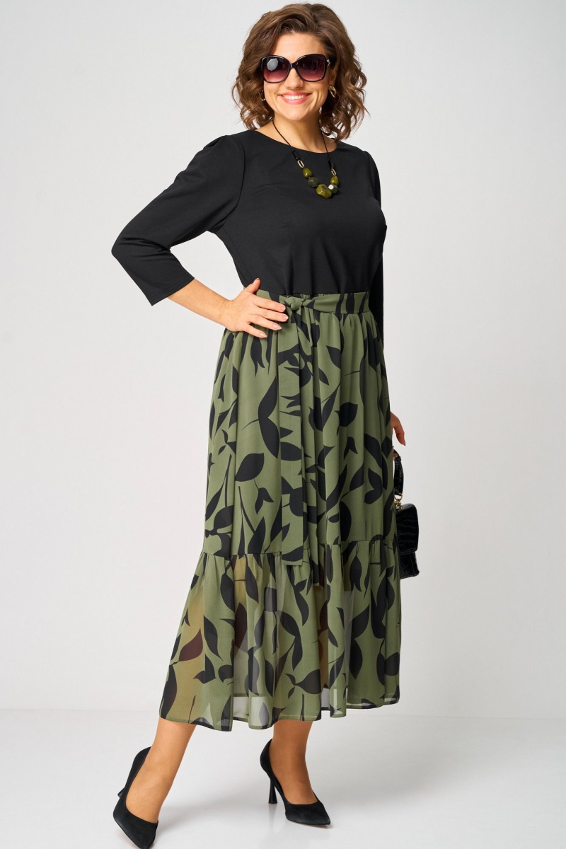 Платья EVA GRANT 7216С принт_олива