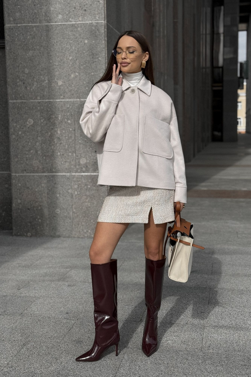 Женское пальто DAVA 7003 жемчужный