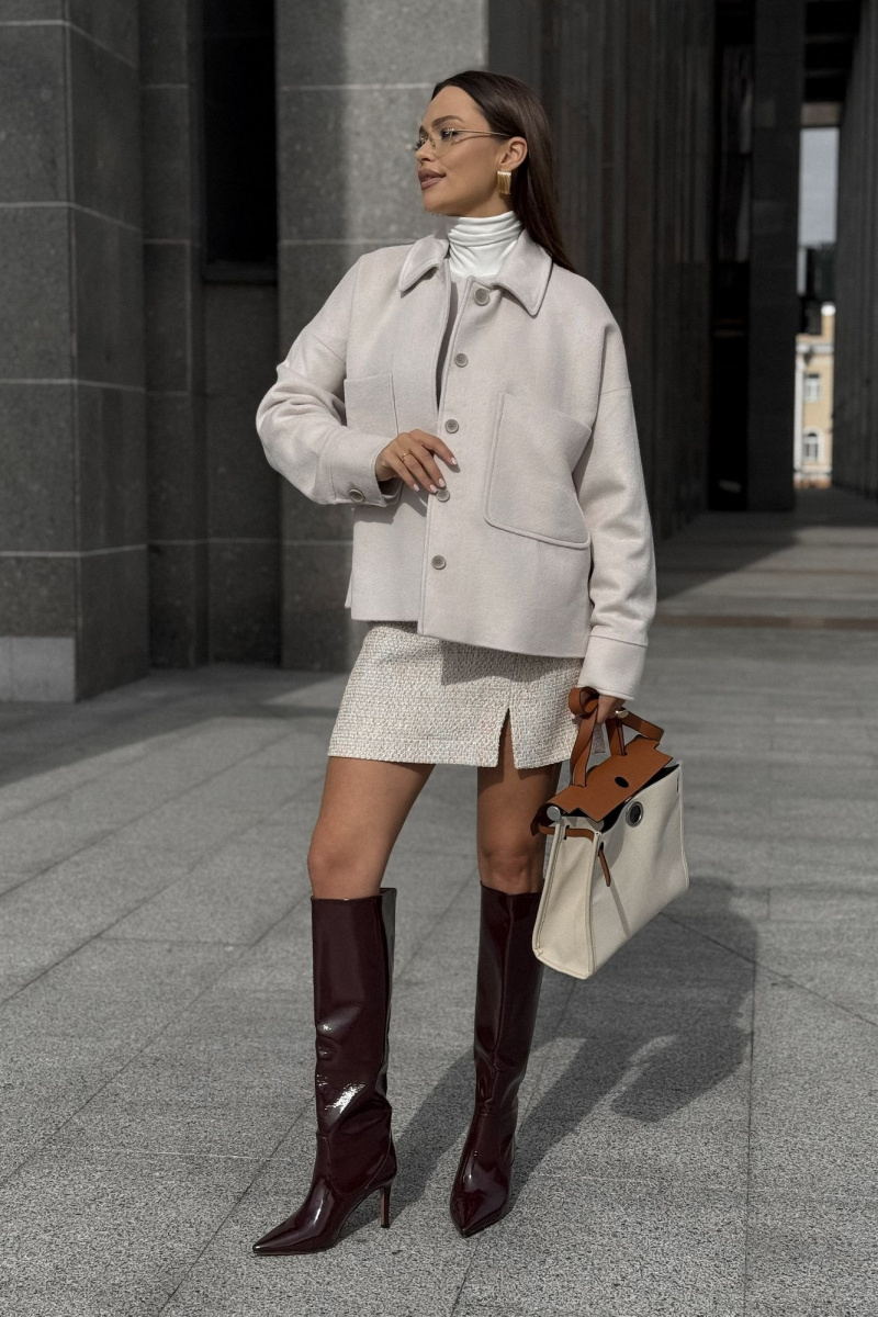 Женское пальто DAVA 7003 жемчужный