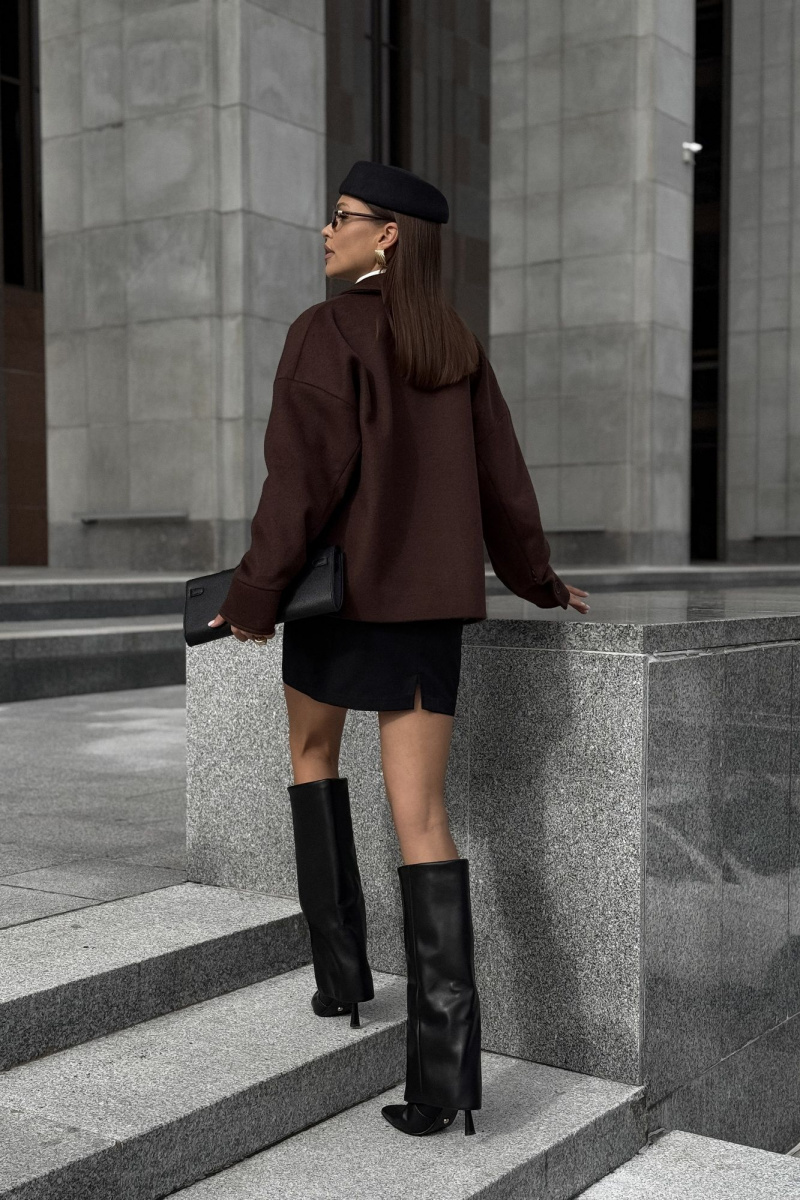 Женское пальто DAVA 7003 шоколадный