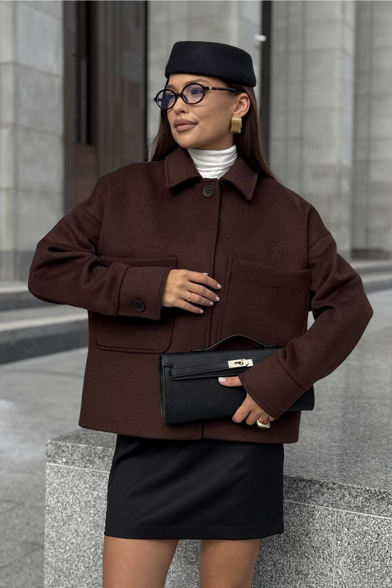 Женское пальто DAVA 7003 шоколадный