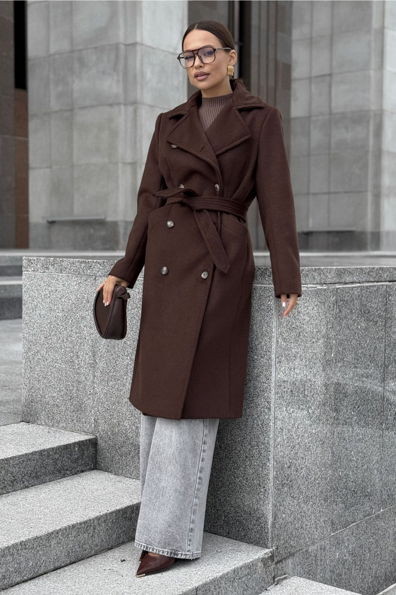 Женское пальто DAVA 7006 шоколадный