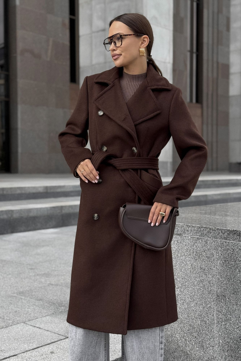 Женское пальто DAVA 7006 шоколадный