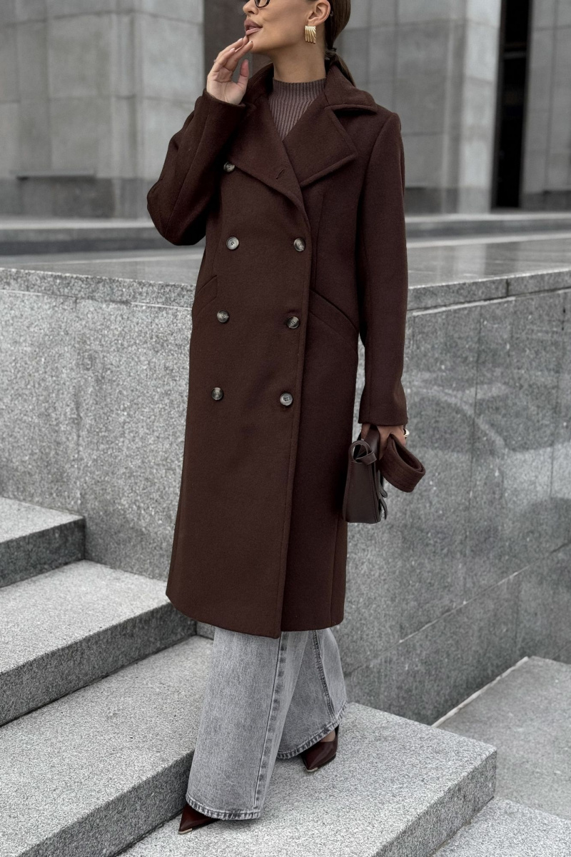 Женское пальто DAVA 7006 шоколадный