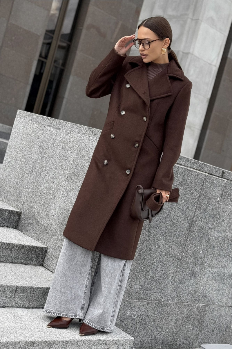 Женское пальто DAVA 7006 шоколадный