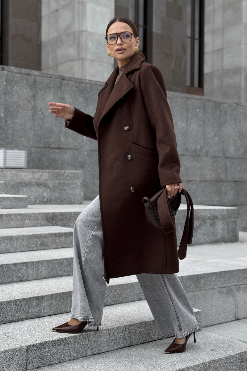 Женское пальто DAVA 7006 шоколадный