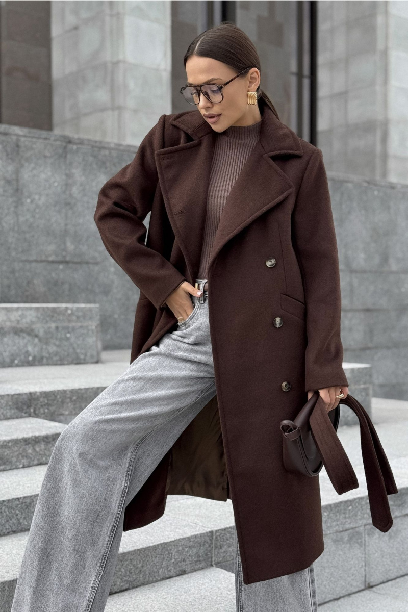 Женское пальто DAVA 7006 шоколадный