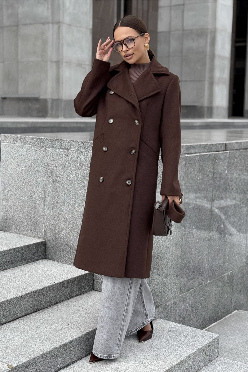 Женское пальто DAVA 7006 шоколадный