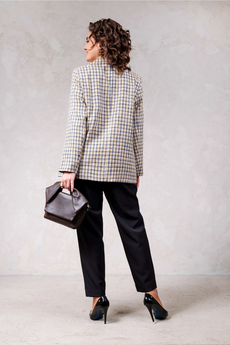 Жакеты Erika Laurent 1658-2 горчично-серо/белый