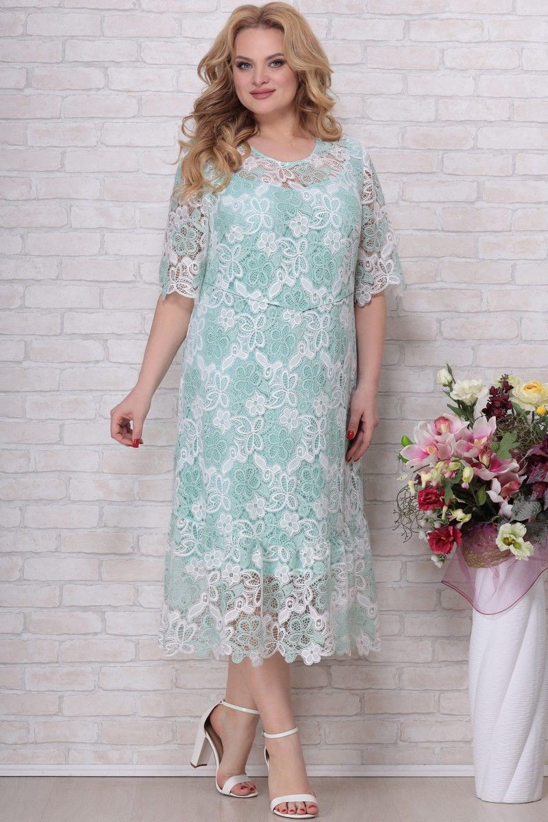 Платье Aira Style 793 зеленый+белый