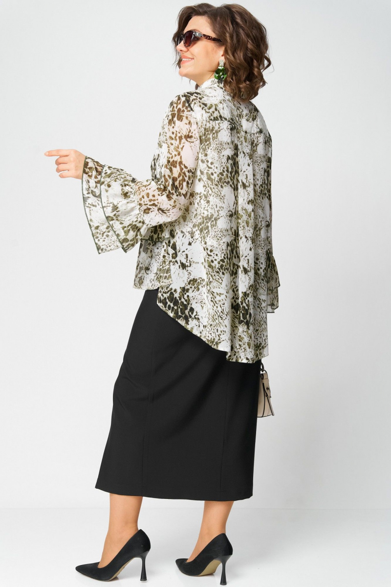 Блузы EVA GRANT 7221 принт_олива