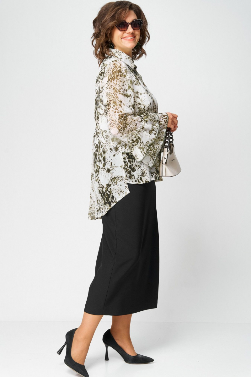 Блузы EVA GRANT 7221 принт_олива