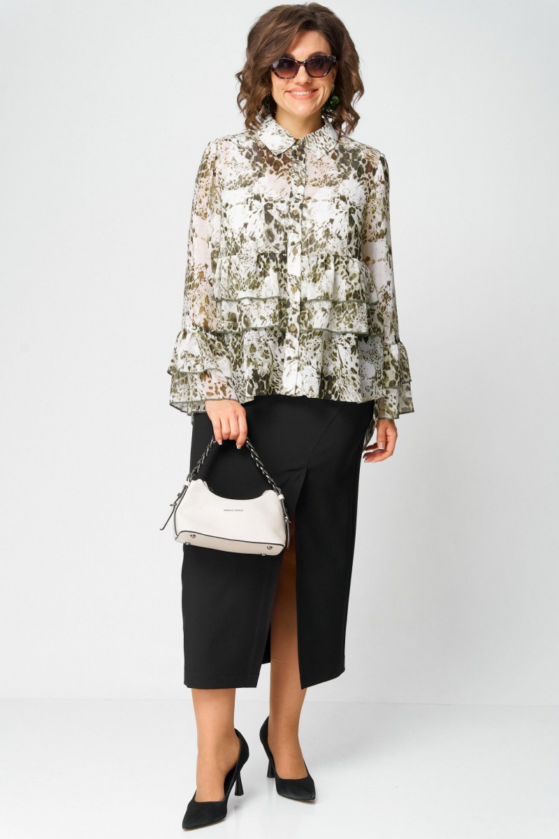 Блузы EVA GRANT 7221 принт_олива