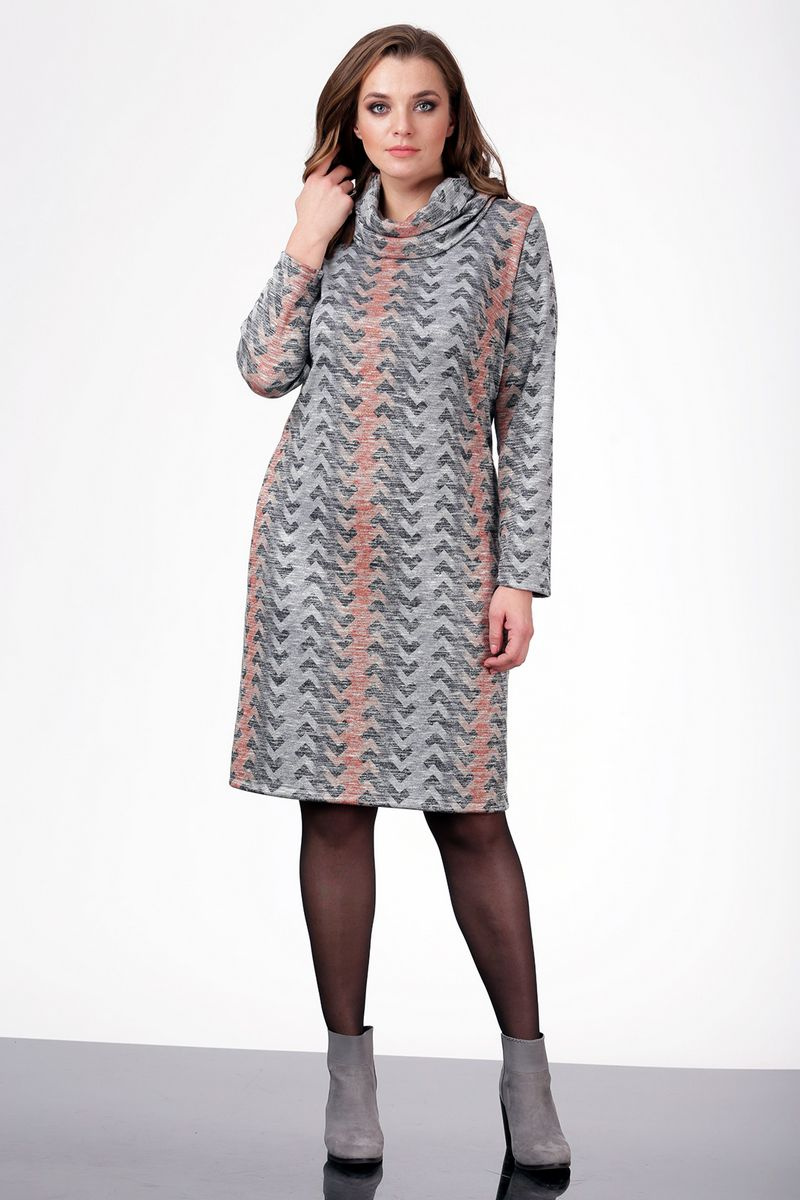 Платье LadisLine 997 серо-терракотовый