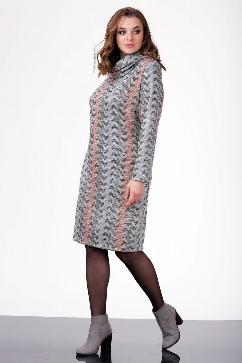 Платье LadisLine 997 серо-терракотовый