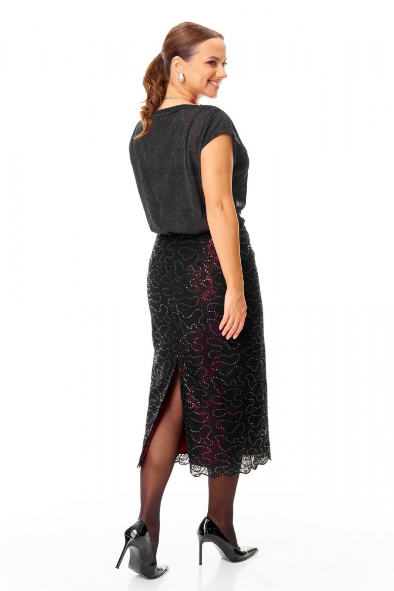 Юбочный костюм T&N 7710 бордо-черный