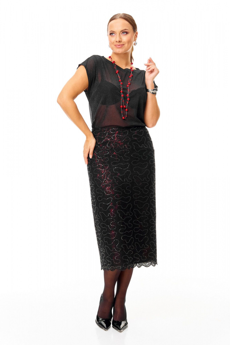 Юбочный костюм T&N 7710 бордо-черный