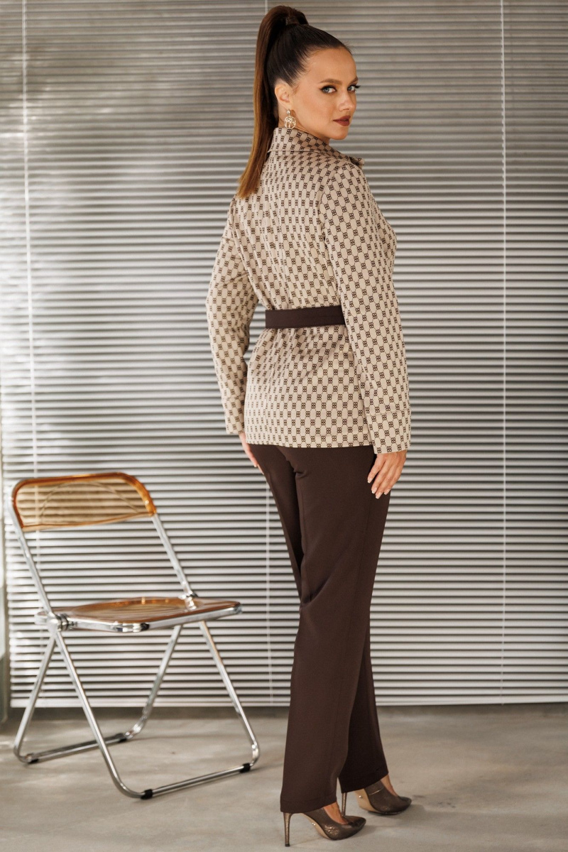 Брючный костюм Galean Style 827.1 бежевый-коричневый