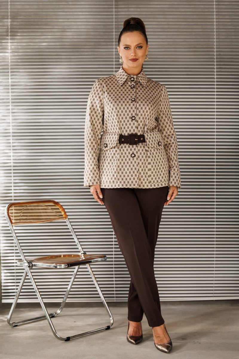 Брючный костюм Galean Style 827.1 бежевый-коричневый