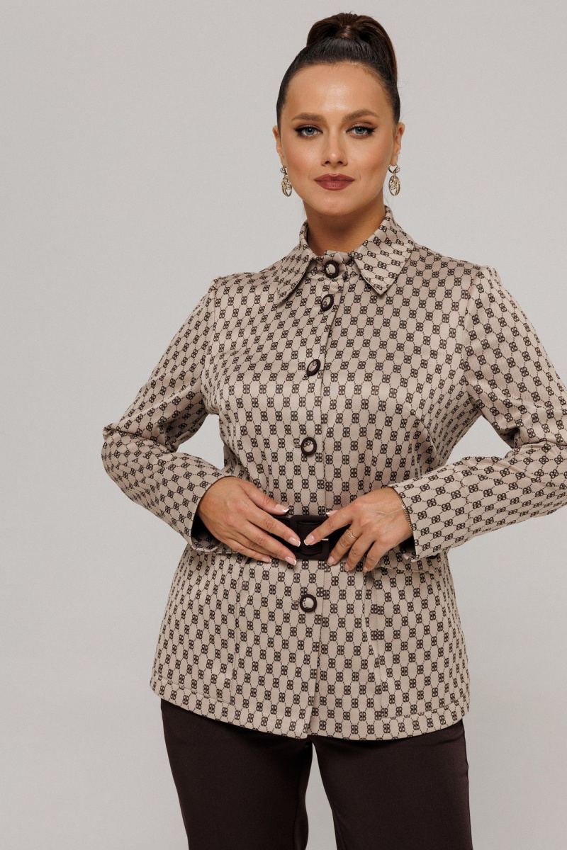 Брючный костюм Galean Style 827.1 бежевый-коричневый