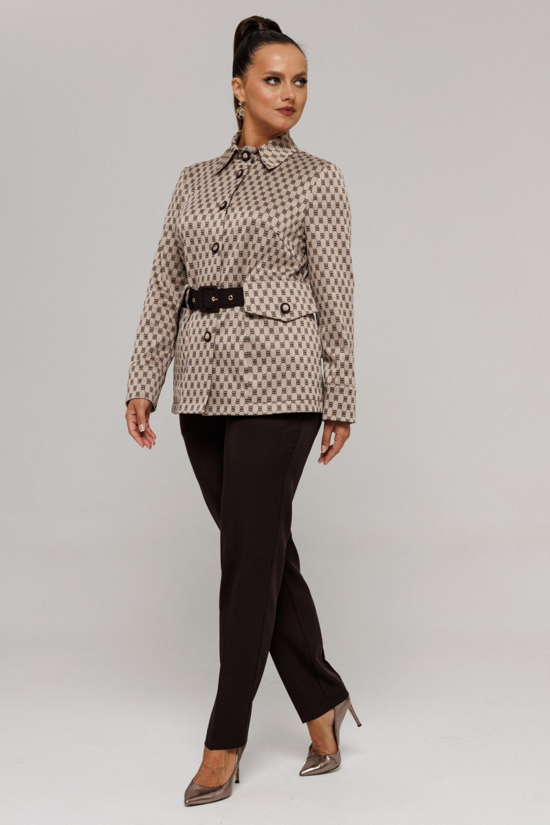 Брючный костюм Galean Style 827.1 бежевый-коричневый