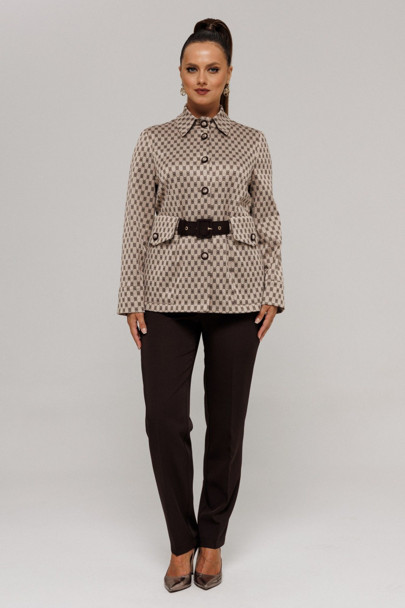 Брючный костюм Galean Style 827.1 бежевый-коричневый