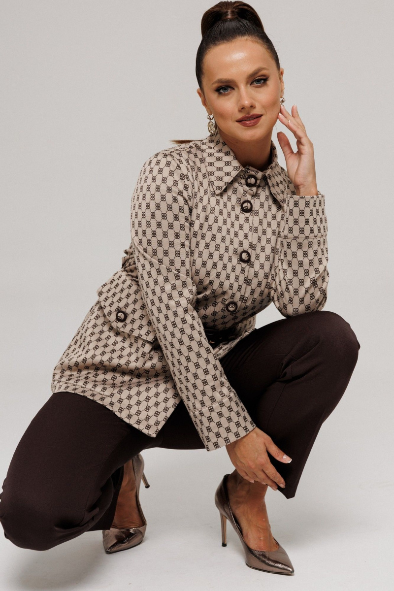 Брючный костюм Galean Style 827.1 бежевый-коричневый