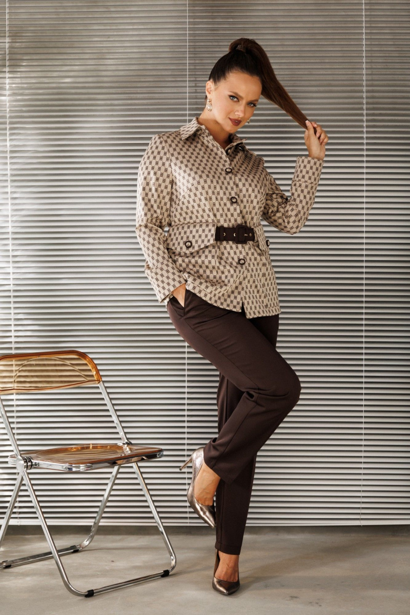 Брючный костюм Galean Style 827.1 бежевый-коричневый