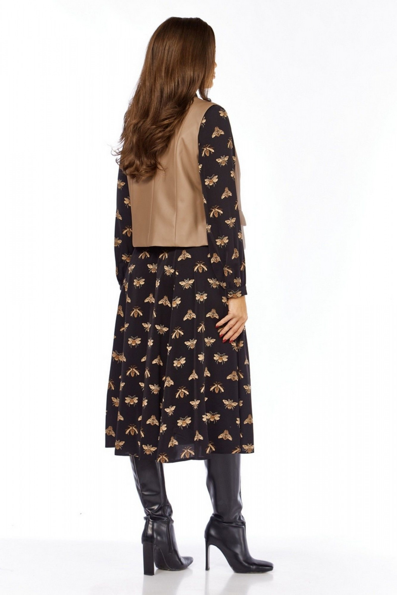 Плательный комплект Милора-стиль 1380/1 черный+капучино_пчелы