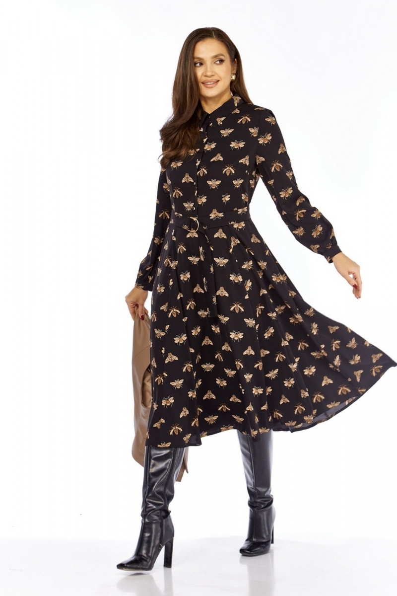 Плательный комплект Милора-стиль 1380/1 черный+капучино_пчелы