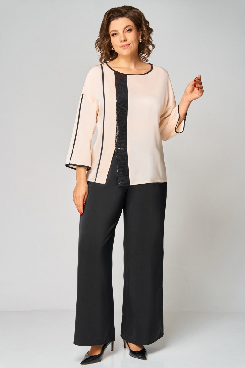 Брючный комплект Мишель стиль 1339 кремово-черный