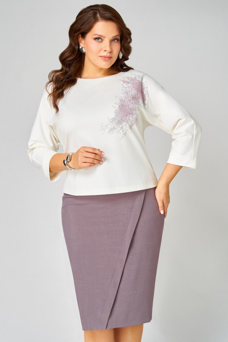 Юбочный комплект Мишель стиль 1340 молочно-кофейный