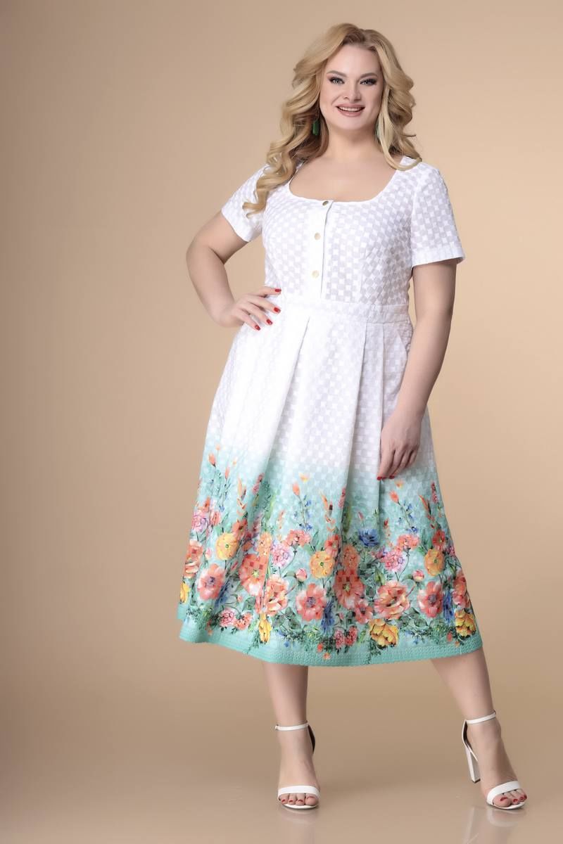 Платье Romanovich Style 1-2163 белый/бирюза