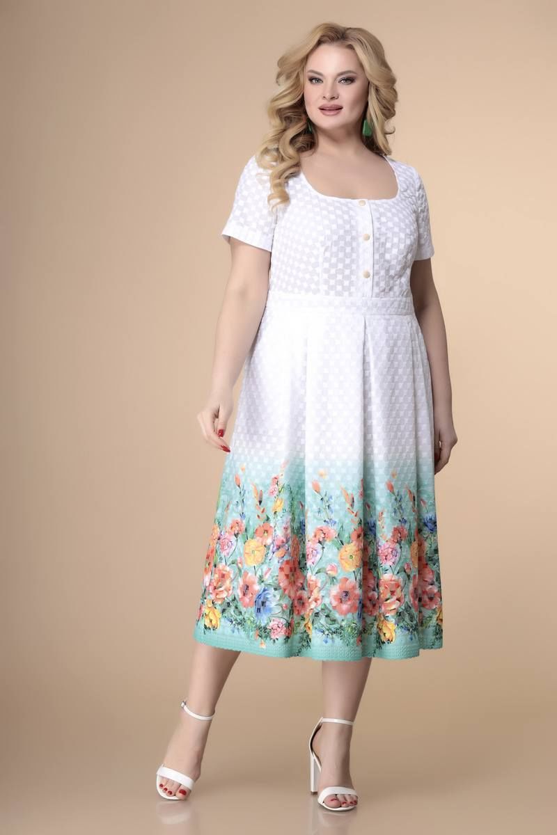 Платье Romanovich Style 1-2163 белый/бирюза